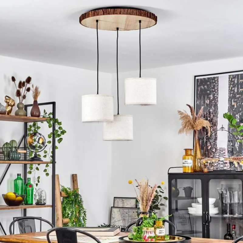 Lampes En Tissu-hofstein Suspension Perdigueira Écru, Noir, 3 lumières