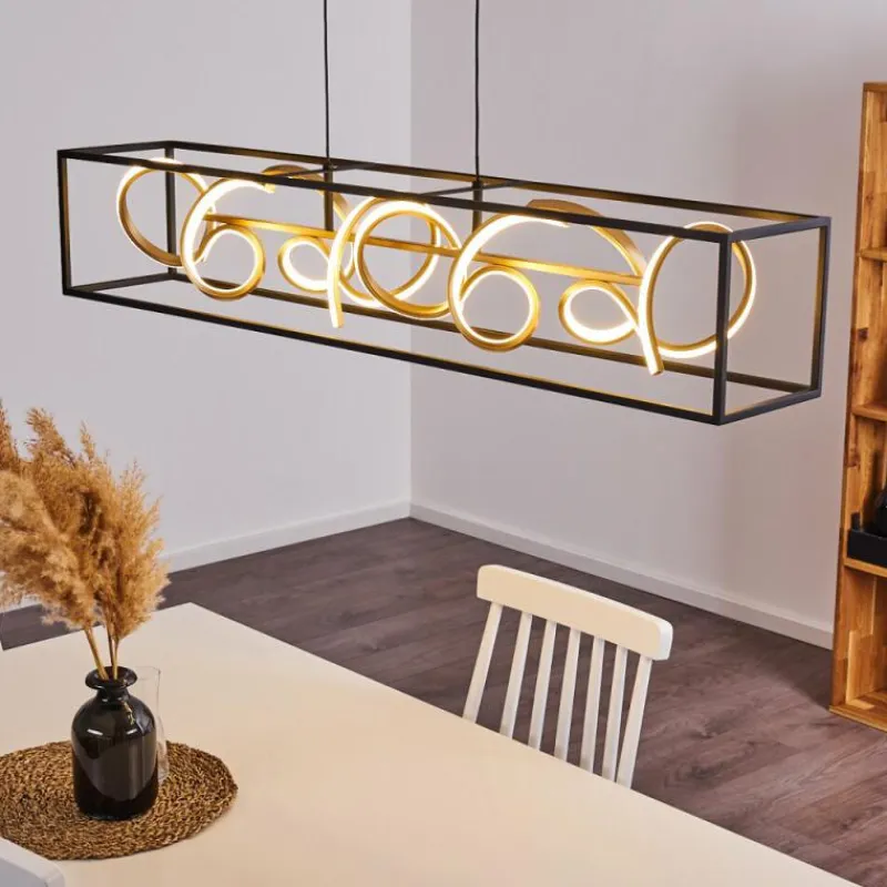 Lampes Dorées-hofstein Suspension Pericos LED Noir, 4 lumières