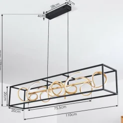 Lampes Dorées-hofstein Suspension Pericos LED Noir, 4 lumières