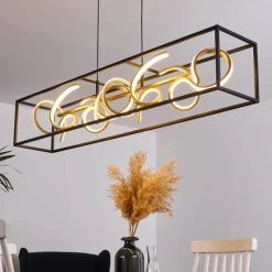 Lampes Dorées-hofstein Suspension Pericos LED Noir, 4 lumières