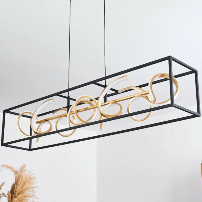 Lampes Dorées-hofstein Suspension Pericos LED Noir, 4 lumières