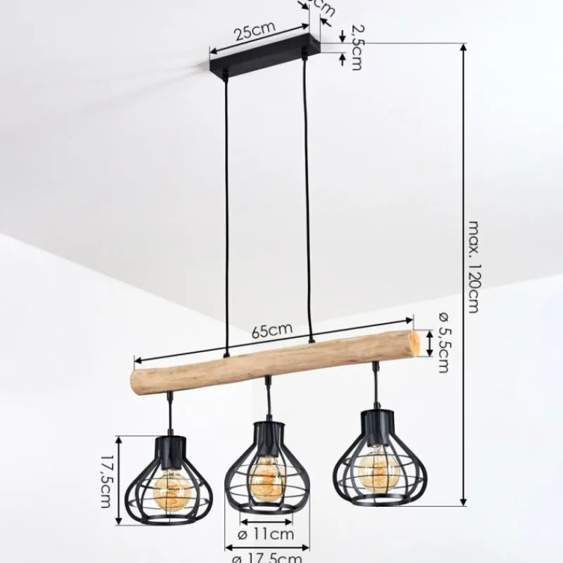 hofstein Suspension Pila Écru, Noir, 3 lumières