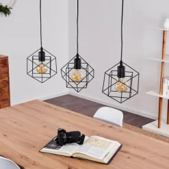 Lampes Vintages & Rétros-hofstein Suspension Pinguro Noir, 3 lumières