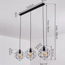 Lampes Vintages & Rétros-hofstein Suspension Pinguro Noir, 3 lumières