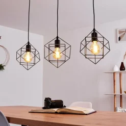 Lampes Vintages & Rétros-hofstein Suspension Pinguro Noir, 3 lumières