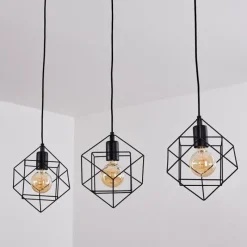 Lampes Vintages & Rétros-hofstein Suspension Pinguro Noir, 3 lumières