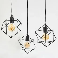 Lampes Vintages & Rétros-hofstein Suspension Pinguro Noir, 3 lumières