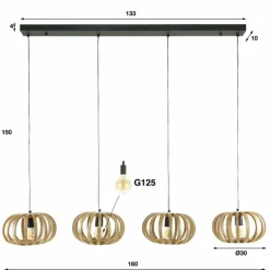 Lampes Vintages & Rétros-hofstein Suspension Pirmil Anthracite, 4 lumières