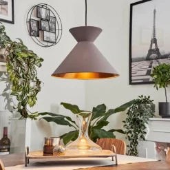 Lampes En Tissu-hofstein Suspension Pliche Or, Noir, 1 lumière