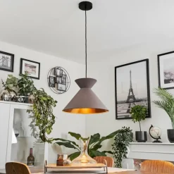 Lampes En Tissu-hofstein Suspension Pliche Or, Noir, 1 lumière