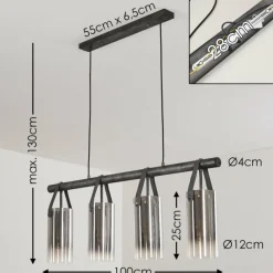 Suspension Verre Fumé-hofstein Suspension Pompehuis Gris, Noir, 4 lumières