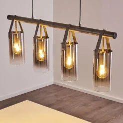 Suspension Verre Fumé-hofstein Suspension Pompehuis Gris, Noir, 4 lumières