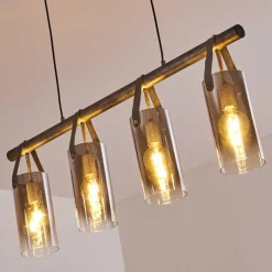 Suspension Verre Fumé-hofstein Suspension Pompehuis Gris, Noir, 4 lumières