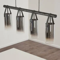 Suspension Verre Fumé-hofstein Suspension Pompehuis Gris, Noir, 4 lumières