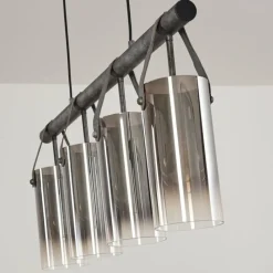 Suspension Verre Fumé-hofstein Suspension Pompehuis Gris, Noir, 4 lumières
