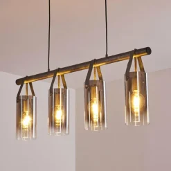 Suspension Verre Fumé-hofstein Suspension Pompehuis Gris, Noir, 4 lumières