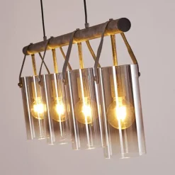 Suspension Verre Fumé-hofstein Suspension Pompehuis Gris, Noir, 4 lumières