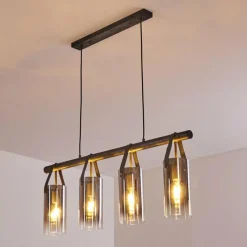 Suspension Verre Fumé-hofstein Suspension Pompehuis Gris, Noir, 4 lumières