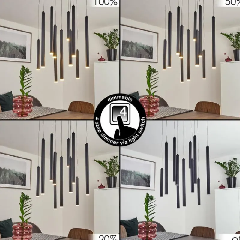 hofstein Suspension Porquera LED Noir, 11 lumières