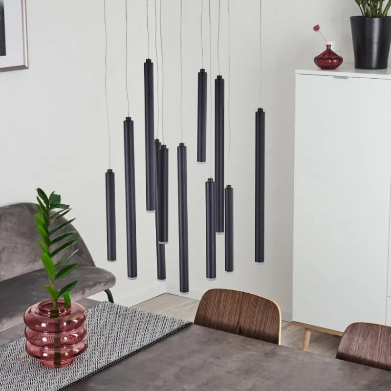 hofstein Suspension Porquera LED Noir, 11 lumières