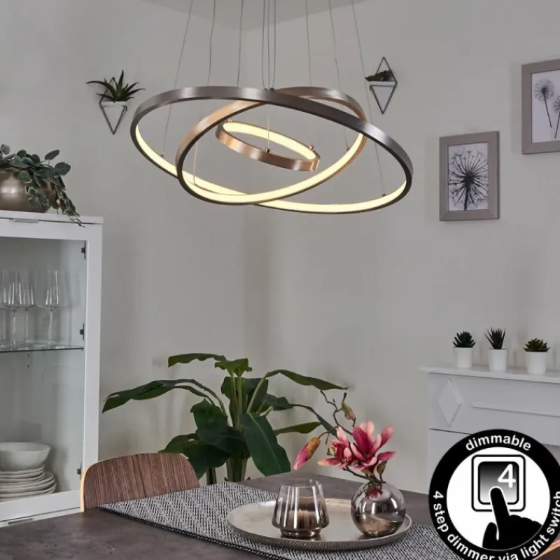 hofstein Suspension Preci LED Nickel mat, 1 lumière