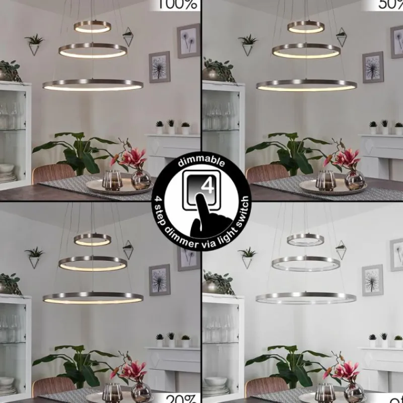 hofstein Suspension Preci LED Nickel mat, 1 lumière