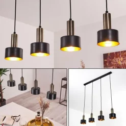 Lampes En Tissu-hofstein Suspension Pretoria LED Laiton, Noir, 4 lumières