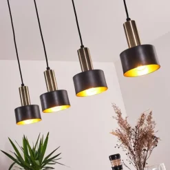 Lampes En Tissu-hofstein Suspension Pretoria LED Laiton, Noir, 4 lumières