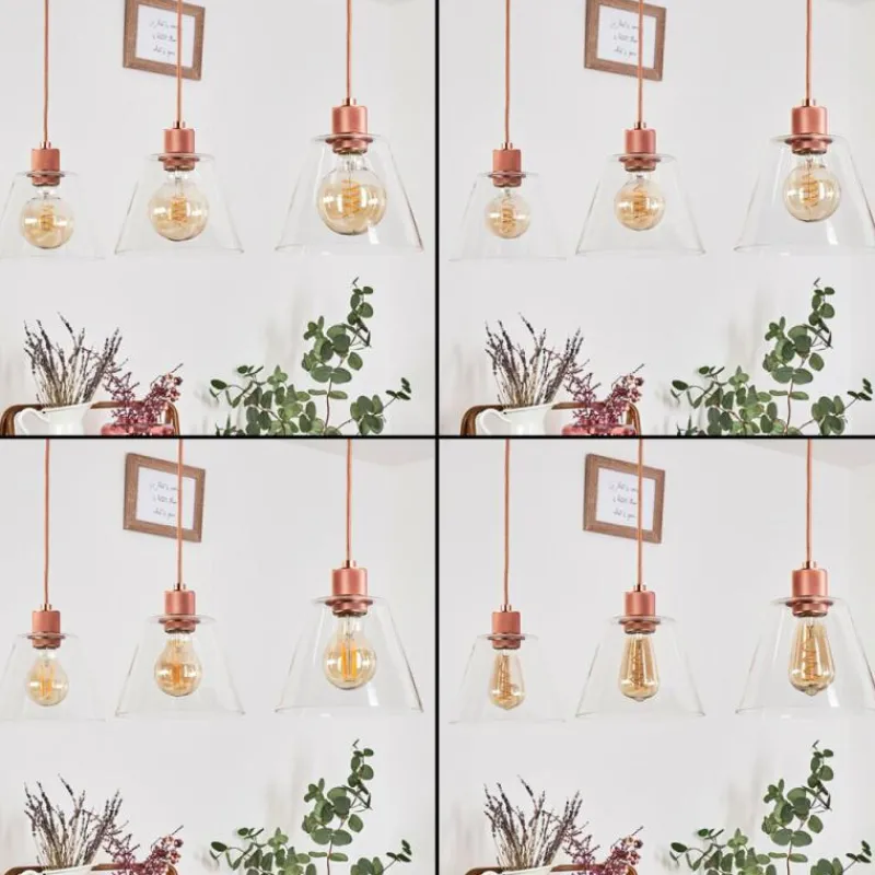 hofstein Suspension Puestito Or, Rose, 3 lumières