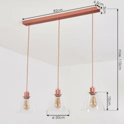 hofstein Suspension Puestito Or, Rose, 3 lumières