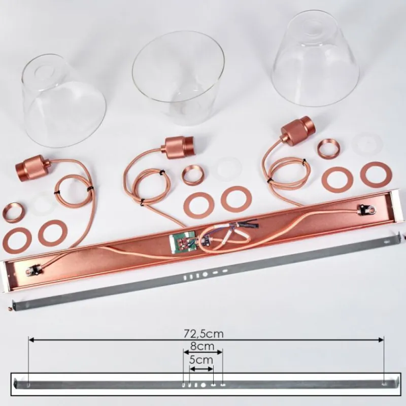 hofstein Suspension Puestito Or, Rose, 3 lumières