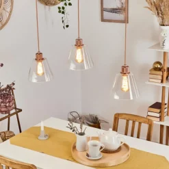 hofstein Suspension Puestito Or, Rose, 3 lumières