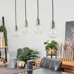 hofstein Suspension Quento Noir doré, 4 lumières