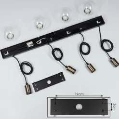 hofstein Suspension Quento Noir doré, 4 lumières