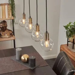 hofstein Suspension Quento Noir doré, 4 lumières