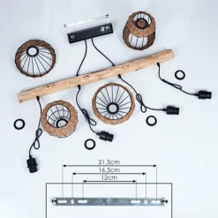 hofstein Suspension Ramon Bois clair, Noir, 4 lumières