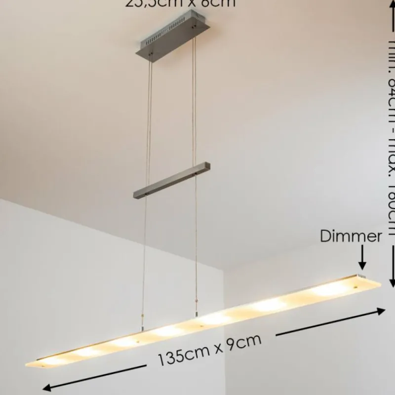 hofstein Suspension Ramsele LED Chrome, Nickel mat, 7 lumières