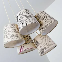 Lampes En Tissu-hofstein Suspension RANKIN Nickel mat, 5 lumières