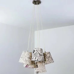 Lampes En Tissu-hofstein Suspension RANKIN Nickel mat, 5 lumières