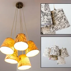 Lampes En Tissu-hofstein Suspension RANKIN Nickel mat, 5 lumières