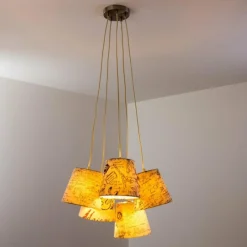 Lampes En Tissu-hofstein Suspension RANKIN Nickel mat, 5 lumières