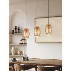 Lampes En Bois-Luminaires Reality Suspension Reality BIDAR Brun, Écru, 3 lumières