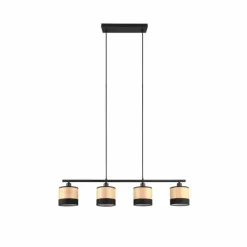 Lampes En Bois-Luminaires Reality Suspension Reality BOLZANO Noir, 4 lumières