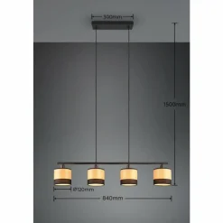Lampes En Bois-Luminaires Reality Suspension Reality BOLZANO Noir, 4 lumières