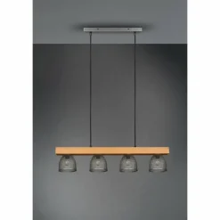 Lampes Industrielles-Luminaires Reality Suspension Reality Cestino Brun foncé, Nickel mat, 4 lumières
