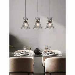 Lampes Dorées-Luminaires Reality Suspension Reality ROD Or, Noir, 3 lumières