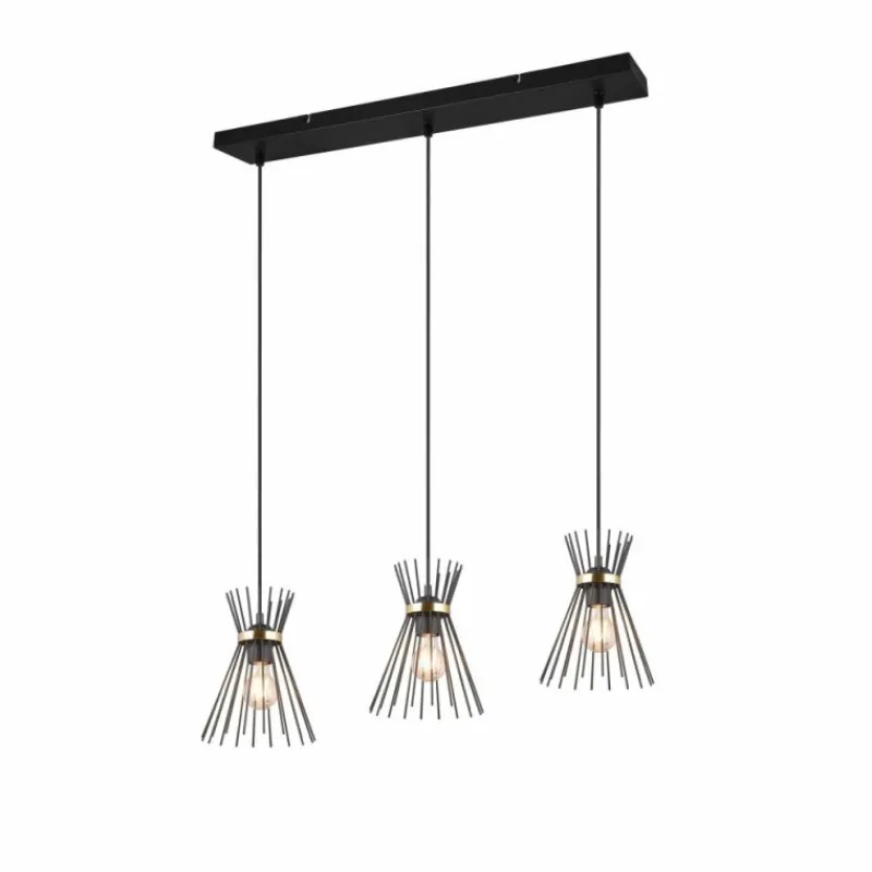 Lampes Dorées-Luminaires Reality Suspension Reality ROD Or, Noir, 3 lumières