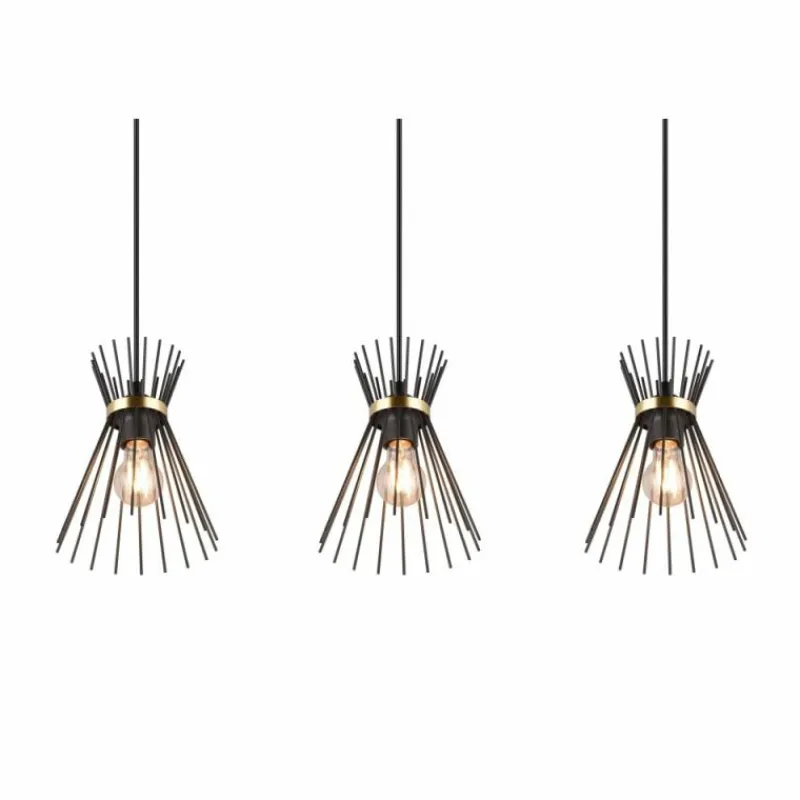 Lampes Dorées-Luminaires Reality Suspension Reality ROD Or, Noir, 3 lumières