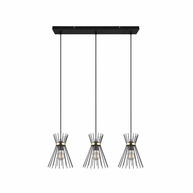 Lampes Dorées-Luminaires Reality Suspension Reality ROD Or, Noir, 3 lumières