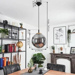 Suspension Verre Fumé-hofstein Suspension Recoutas Noir, 1 lumière